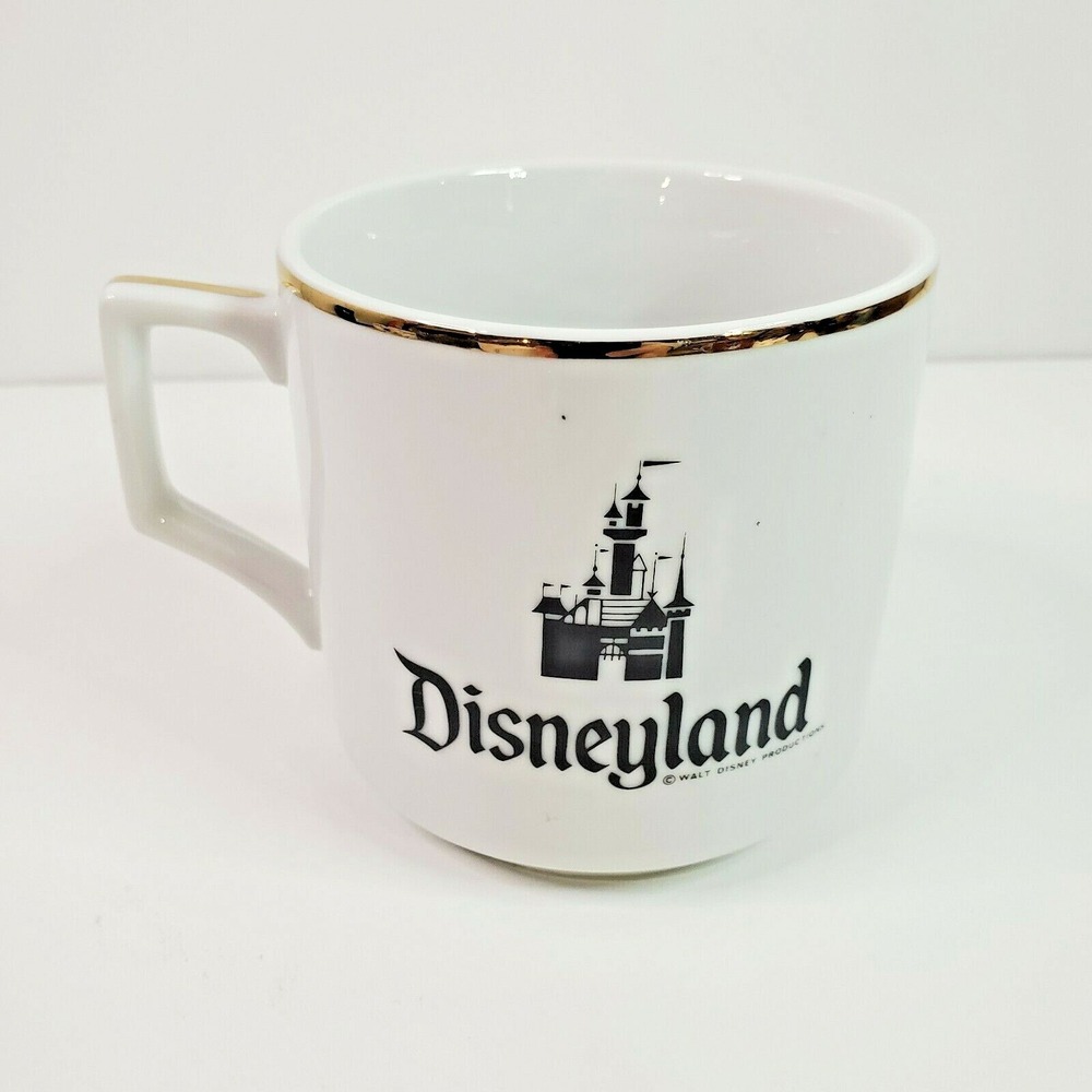 Vintage Disneyland Mug Cup Castle Gold Rim Walt Disney Productions Made in Japan